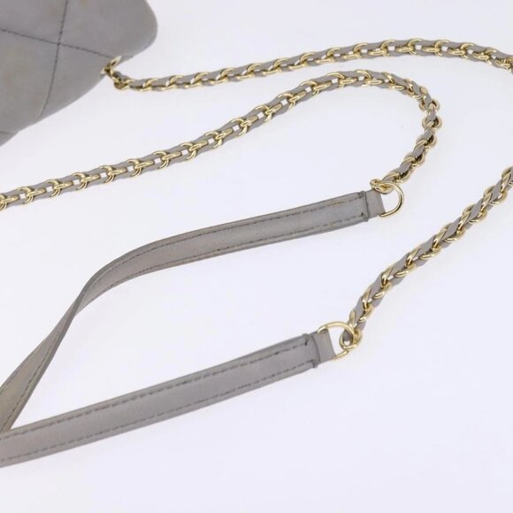 Salvatore Ferragamo Chain Vala Shoulder Bag Leather Gray Gold Auth 147515 - Picture 8 of 16